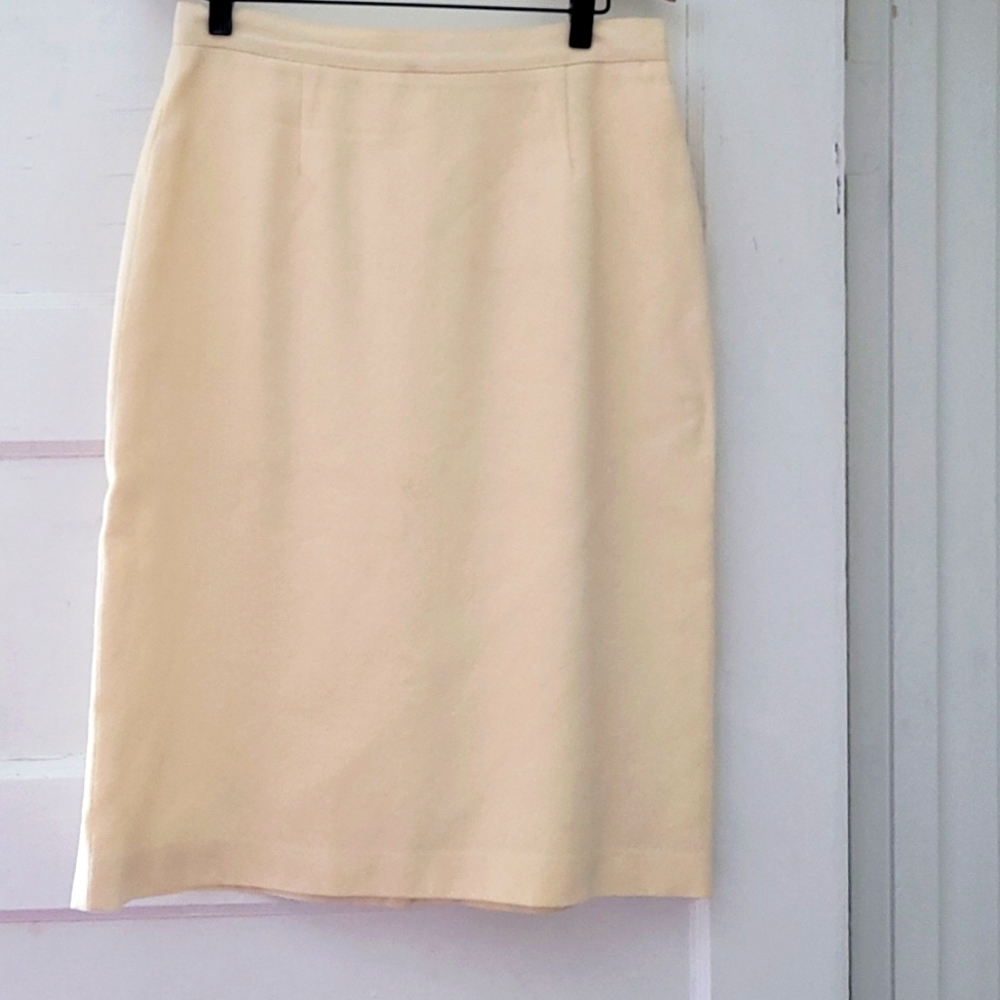Vintage ivory wool pencil skirt